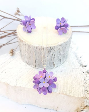 Set flori de liliac, argint 925