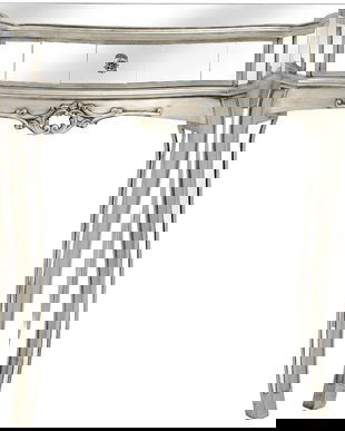 Consola din lemn masiv argintiu cu oglinda