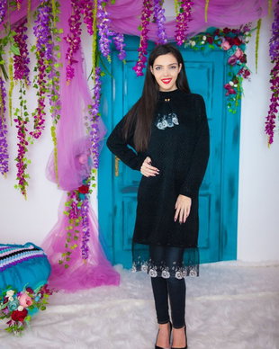 Rochie casual,dantela ,negru,clasic