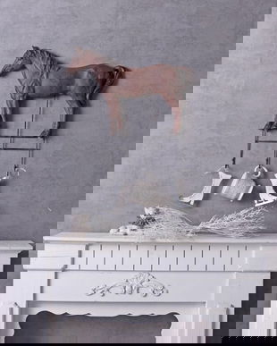 Cuier din fier cu un cal