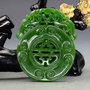 K0747 - Pandantiv, amuleta, jad de sinteza, pixiu, verde, 52x44x6mm
