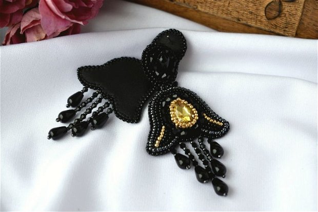 "Black Tulip" - Cercei bead-embroidery
