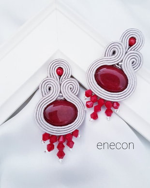 Cercei soutache cuart grena