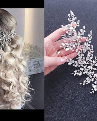Amalya- Diadema mireasa, Accesoriu de păr cu cristale și pietricele