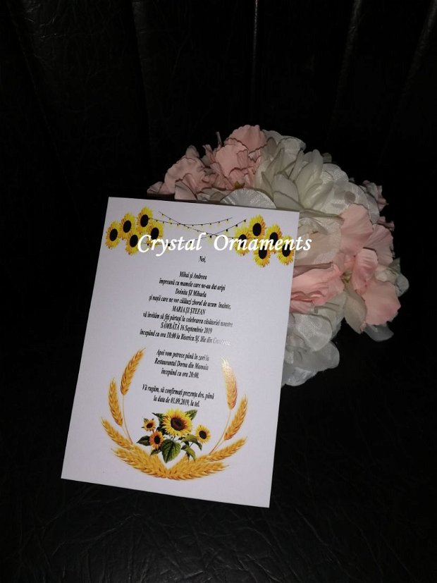 Invitatie nunta tematica floarea soarelui