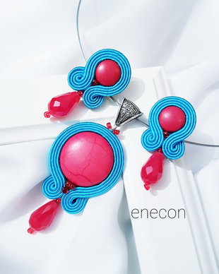 Set soutache turcoaz si rosu