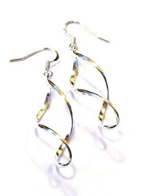 Cercei lungi spiralati din Argint 925 - CE649 - cadou romantic delicat pentru ea, cercei casual moderni, cadou 8 Martie / Dragobete / Valentine's Day / Craciun / sotie / prietena