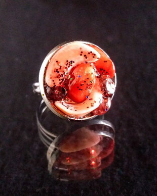 Inel coral, granat