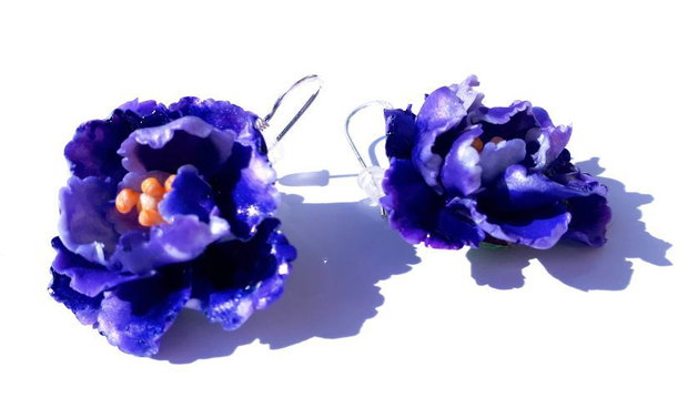 Rezervat - Cercei Violete de Parma cu tortite de argint