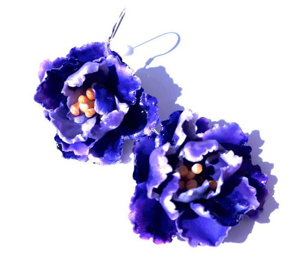 Rezervat - Cercei Violete de Parma cu tortite de argint