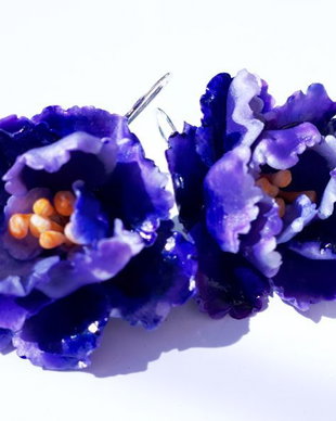 Rezervat - Cercei Violete de Parma cu tortite de argint