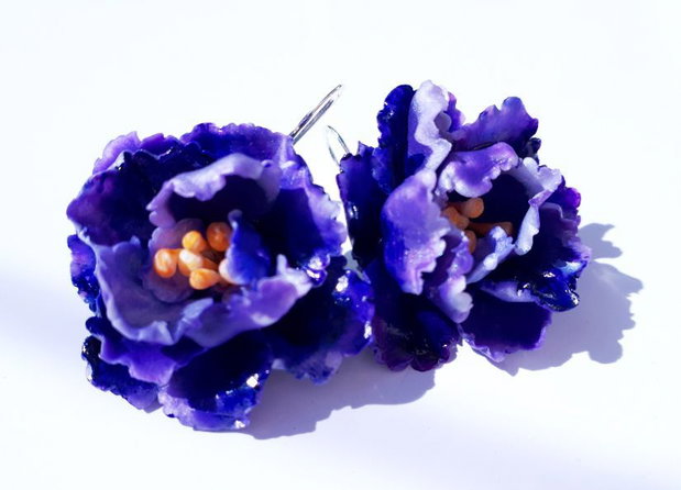 Rezervat - Cercei Violete de Parma cu tortite de argint
