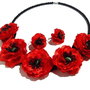 Set bijuterii cu flori de maci/Set bijuterii cu flori textile