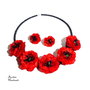 Set bijuterii cu flori de maci/Set bijuterii cu flori textile