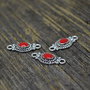 Link oval cu cabochon email rosu 21x10x3mm  SALAK 609