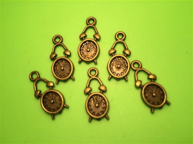Charm (1,9x0,9cm) ceas deșteptător, nuanță bronz antic
