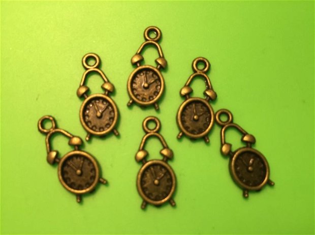 Charm (1,9x0,9cm) ceas deșteptător, nuanță bronz antic