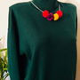 Pulover merinos fin, verde- negru