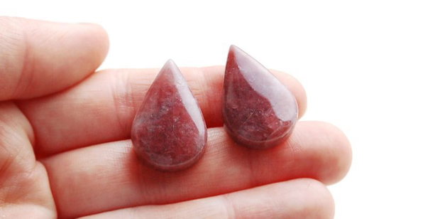 Cabochon lacrima - aventurin rosu  - [  1 buc ]