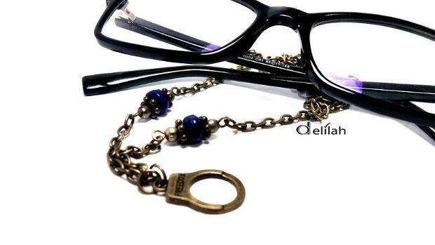 Lant suport pentru ochelari din bronz si lapis lazuli