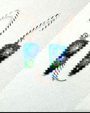 Cercei argint placat cu aur roz sticla fuzionat placata