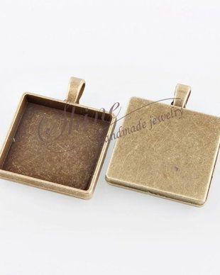 Baza de cabochon patrata, bronz, 25x25mm