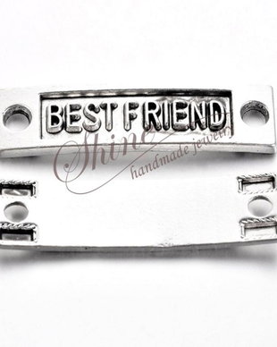 Link BEST FRIEND, argintiu antichizat, 9.5x35x2mm
