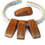 Pandantiv ceramica greceasca maro / auriu vintage 42x15mm