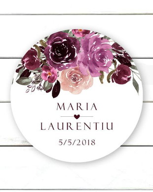 Stickere Personalizate pentru Marturii, Etichete cu Flori