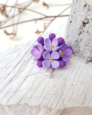 Pandantiv liliac cu accesorii de argint