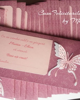 Plic pentru darul de botez-decorat cu fluture dantelat