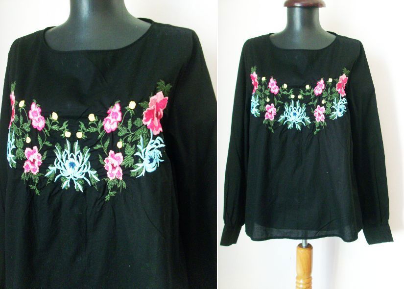 H&M BLUZA BUMBAC BRODERIE INCHIDERE PE SPATE