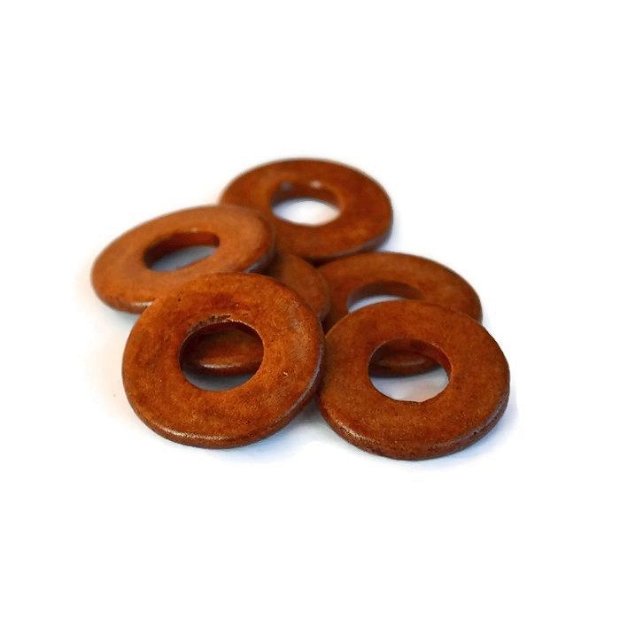 Pandant donut ceramica greceasca mata, maro 25mm