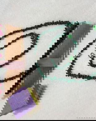 Set bijuterii agat verde smarald fatetat