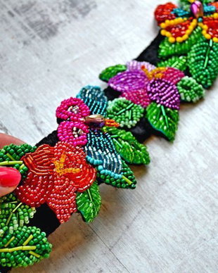 Brau- Centura tip cordon cu broderie din margele- Playful colors