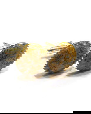 Butoni camasa barbati - Argint 925 si Jasp galben / gri / ocru - BU662 - Butoni pietre semipretioase, butoni unisex argint, butoni eleganti, butoni ocazie