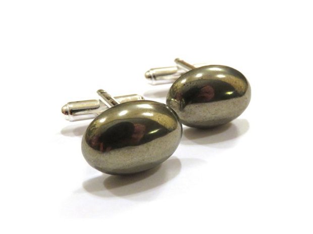 Butoni camasa barbati - Argint 925 si Pirita auriu vintage - BU663 - Butoni pietre semipretioase, butoni unisex argint, butoni eleganti, butoni ocazie