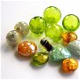 Mix margele Murano cal. a ll-a, Gold Glow Green, 45 g (cod 3580)