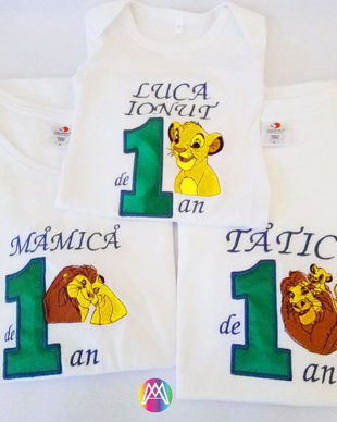 Tricouri aniversare cu Regele Leu ,Brodate