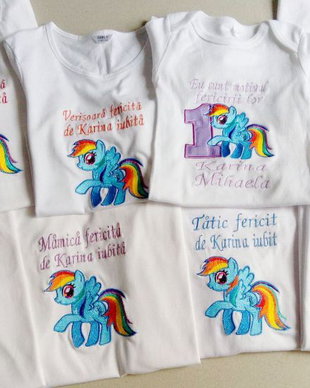 Tricouri aniversare cu Rainbow Dash , Brodate