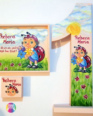 Set Aniversare 1 an cu Gargarita, pictat manual