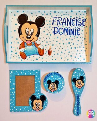 Set Aniversare 1 an cu Mickey Mouse, pictat manual