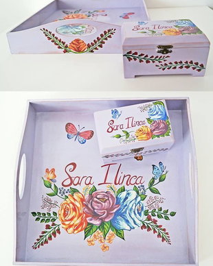 Set Aniversare 1 an cu Flori , pictat manual