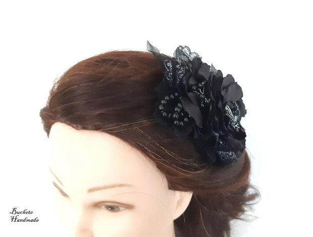 Clama de par /Accesoriu de par cu flori textile