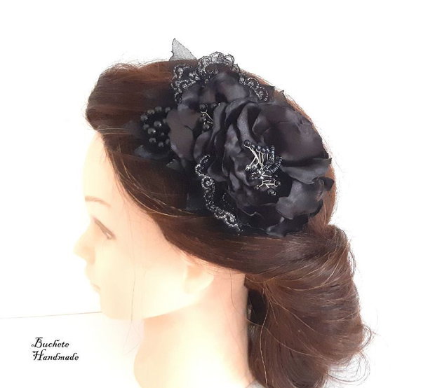 Clama de par /Accesoriu de par cu flori textile