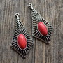 Pandantiv cu cabochon turcoaz rosu 60x30x8mm