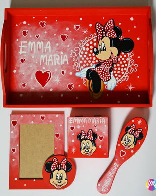 Set Mot cu Minnie Mouse ,pictat manual