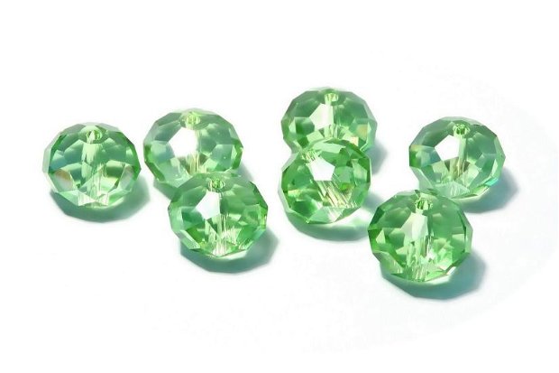 Cristale din sticla, rondelle, 10x7 mm, AB, verde deschis