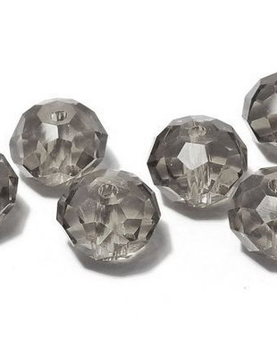 Cristale din sticla, rondelle, 10x7 mm, gri