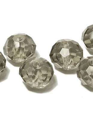 Cristale din sticla, rondelle, 10x7 mm, gri
